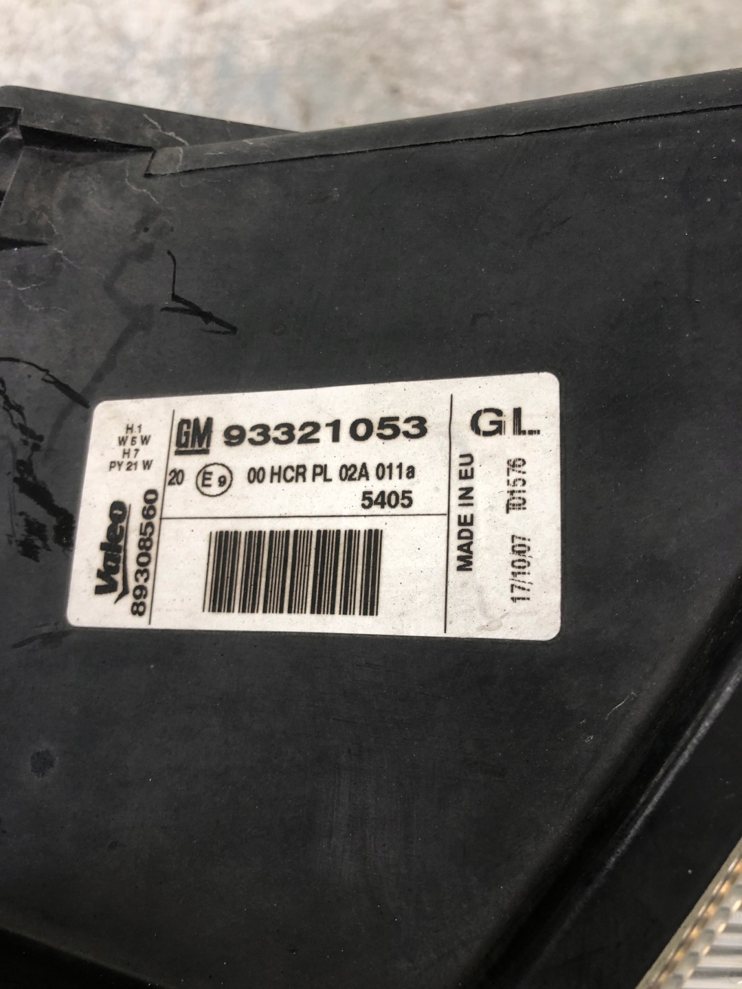 light right front OPEL MERIVA A 93321053
