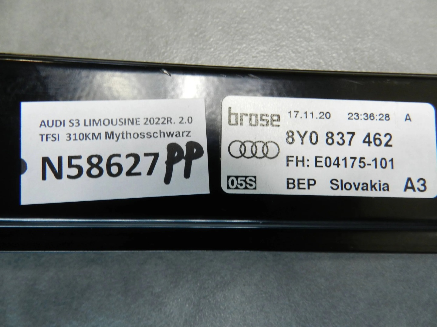 Audi S3 A3 8Y mechanism right front 8Y0837462