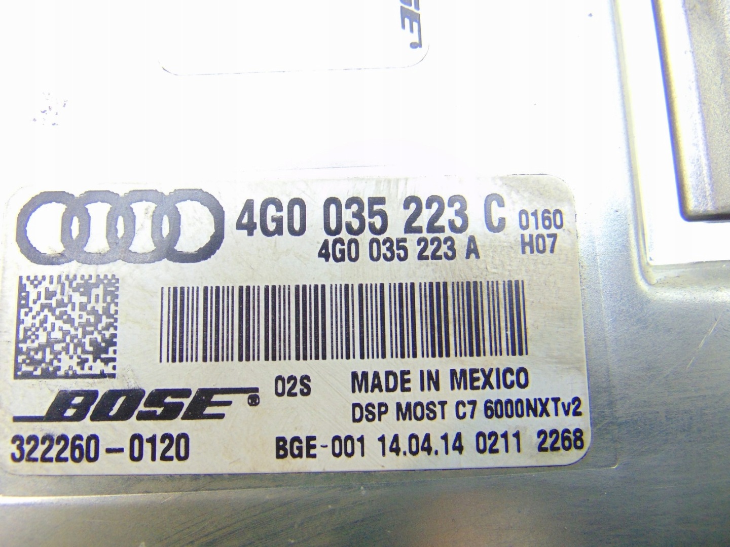 amplifier AUDIO BOSE AUDI A8 D4 4H 10- 4G0035223C