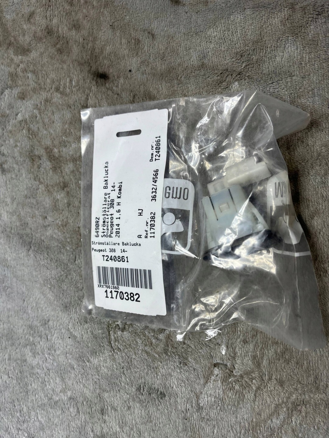 6490RZ switch contactor bonnet rear part CITROEN C4 PICASSO II !J
