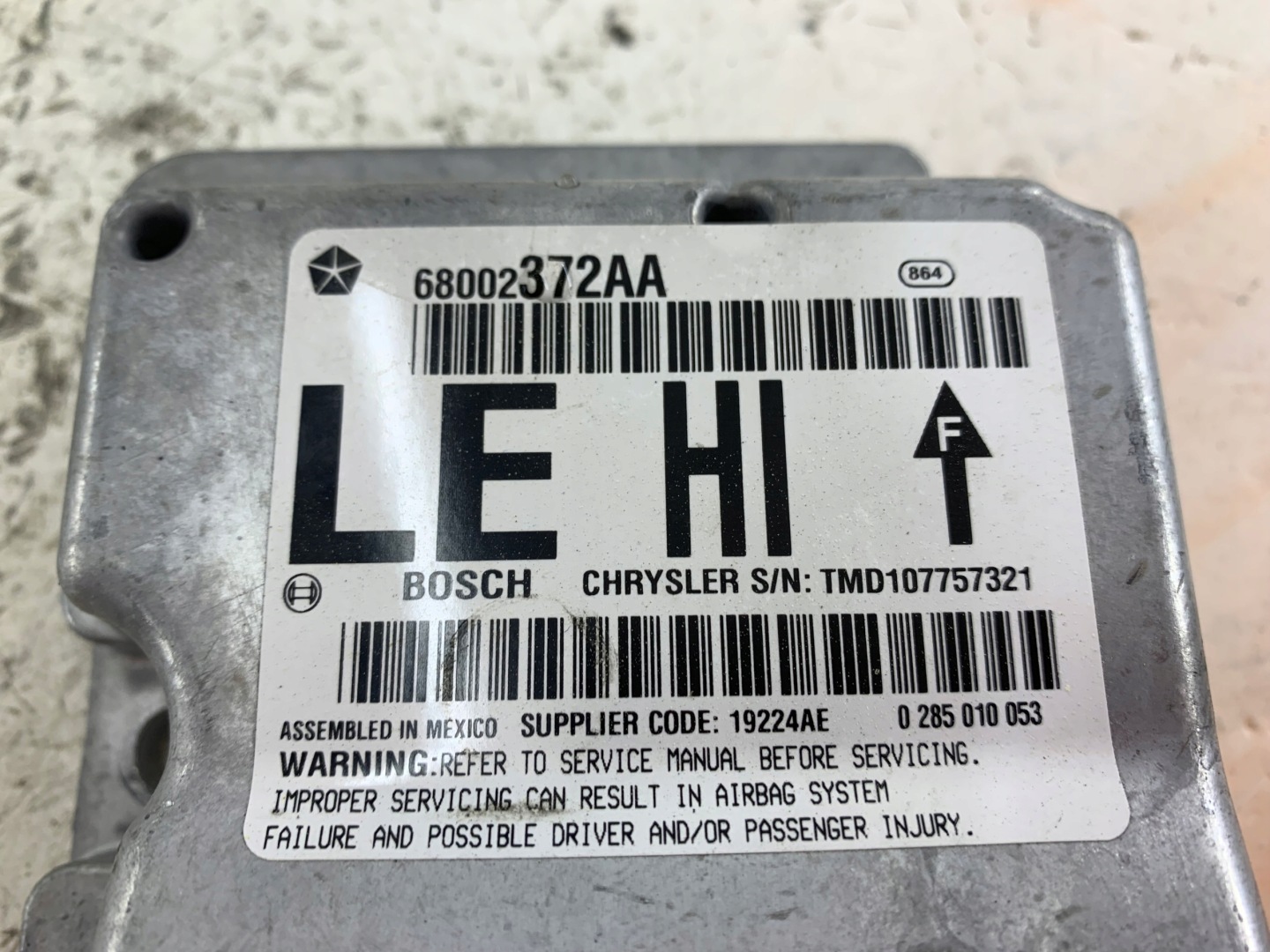 CHRYSLER 300C modulo airbag aria airbag 68002372AA