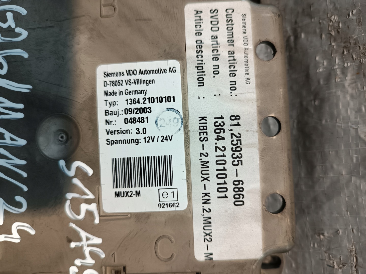 MAN AUTOBUS control unit MUX2-M 1364.21010101 048481 VERSION 3.0