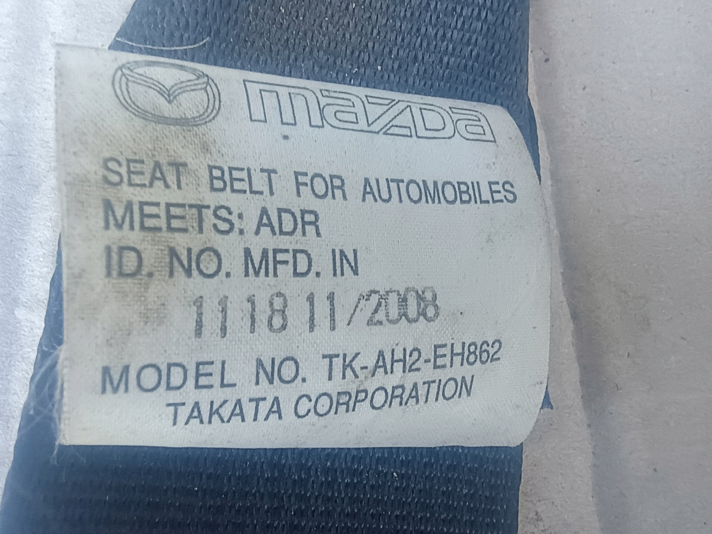 tension belt safety TK-AH2-EH862 right front MAZDA 6 GH