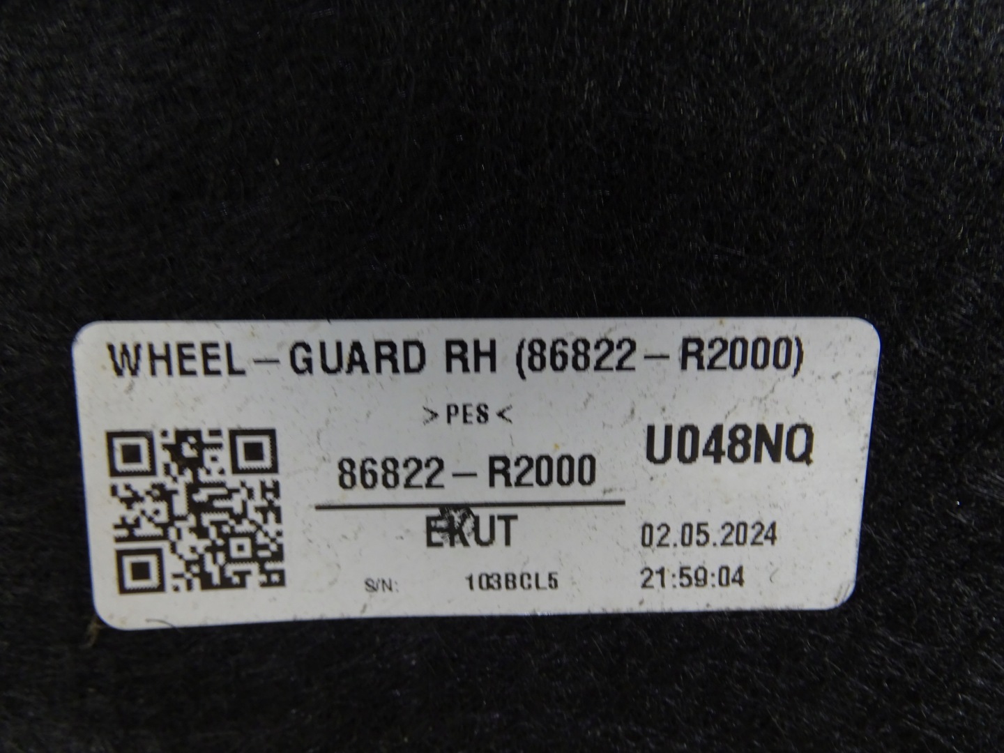 mudguard right rear. right rear part KIA SPORTAGE V 86822-R2000