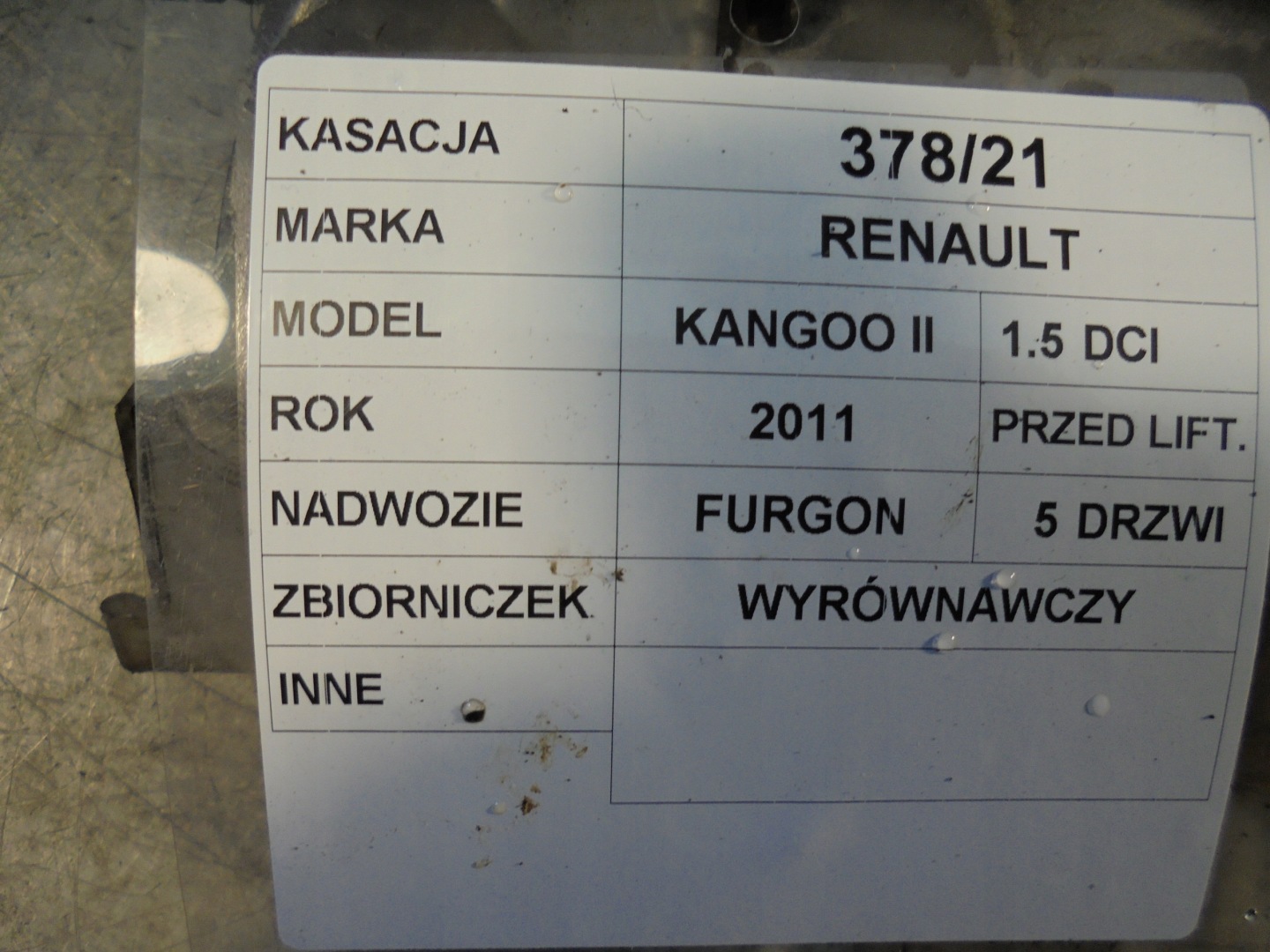 BEHÄLTER WYR. RENAULT KANGOO II 1,5DCI 8200455786