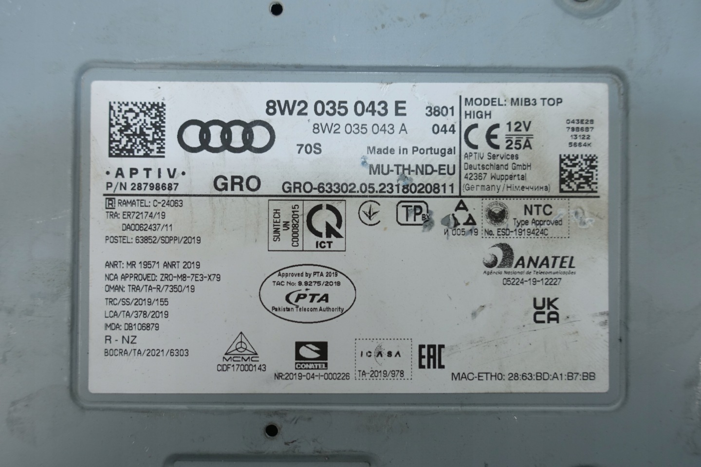 AUDI control unit module navigation player MULTIMEDIALNY MIB3 8W2035043E