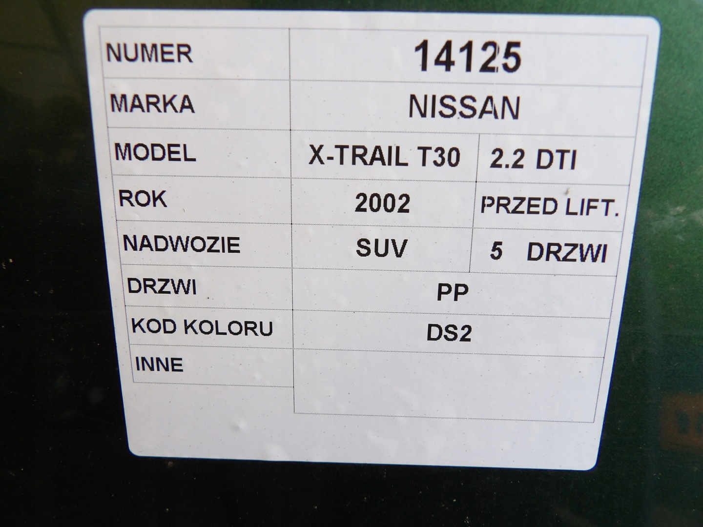Nissan X-trail T30 door front right lak. DS2