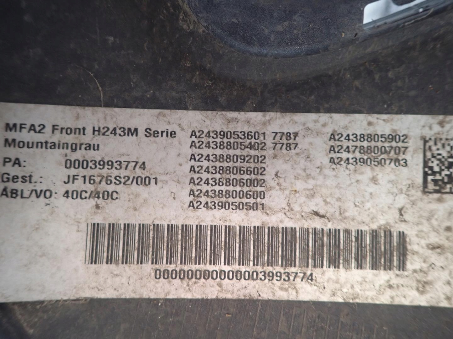 bumper front front MERCEDES EQA W243 2021- A2438805402