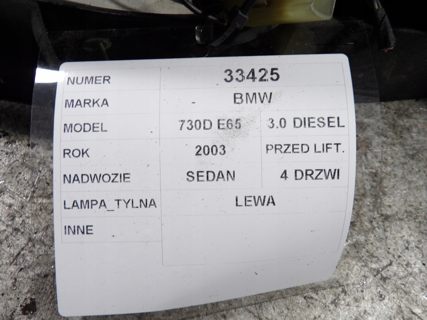 BMW E65 light left rear 155513