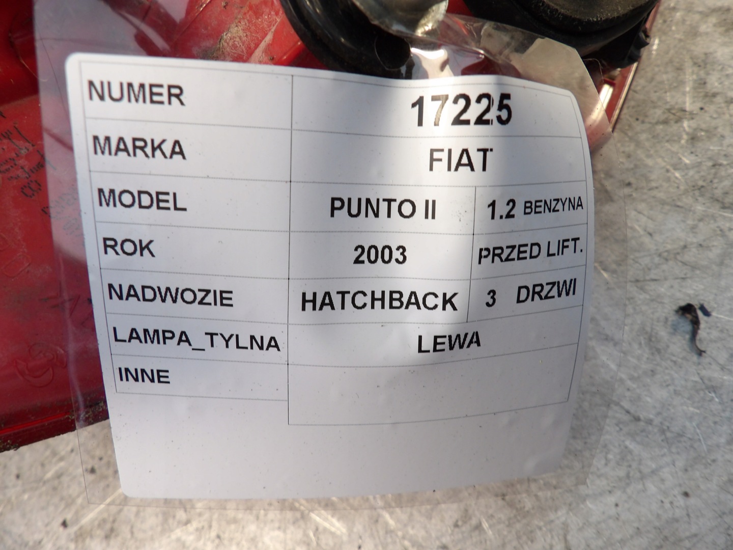 Fiat Punto II light rear left 1,2B
