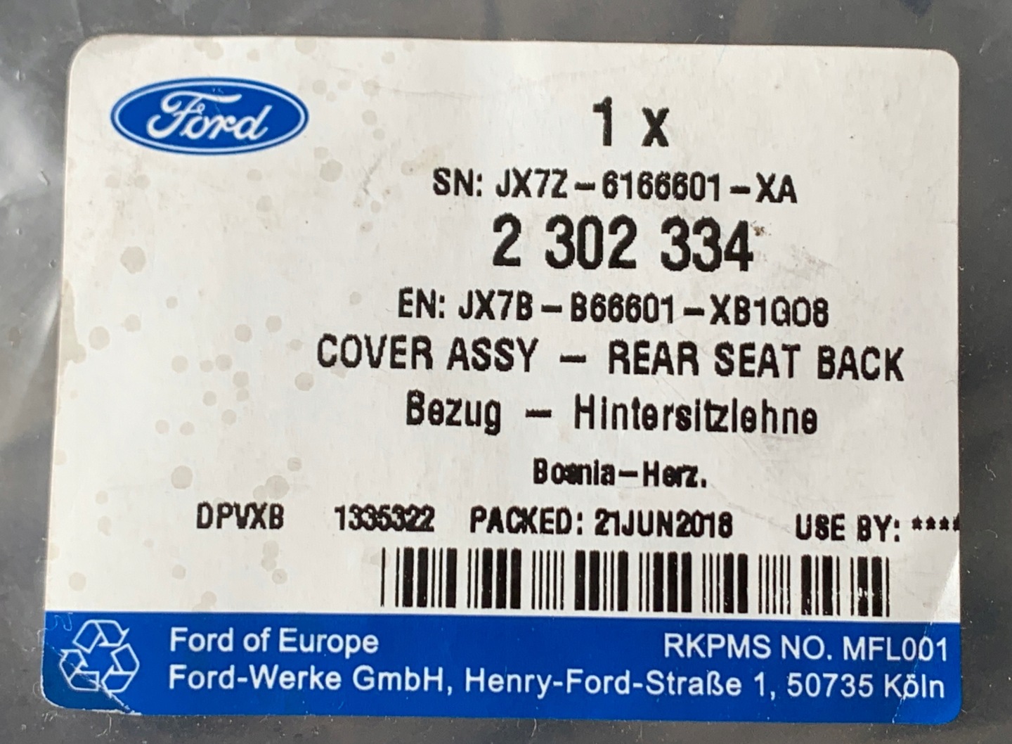 $ upholstery side OPARCIA KANAPY rear part FOCUS MK4
