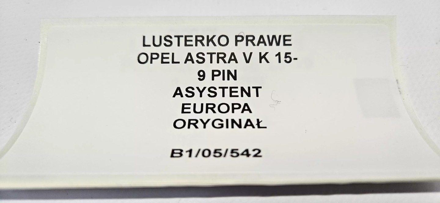 mirror right OPEL ASTRA V K 2015- 9 PIN ASYSTENT