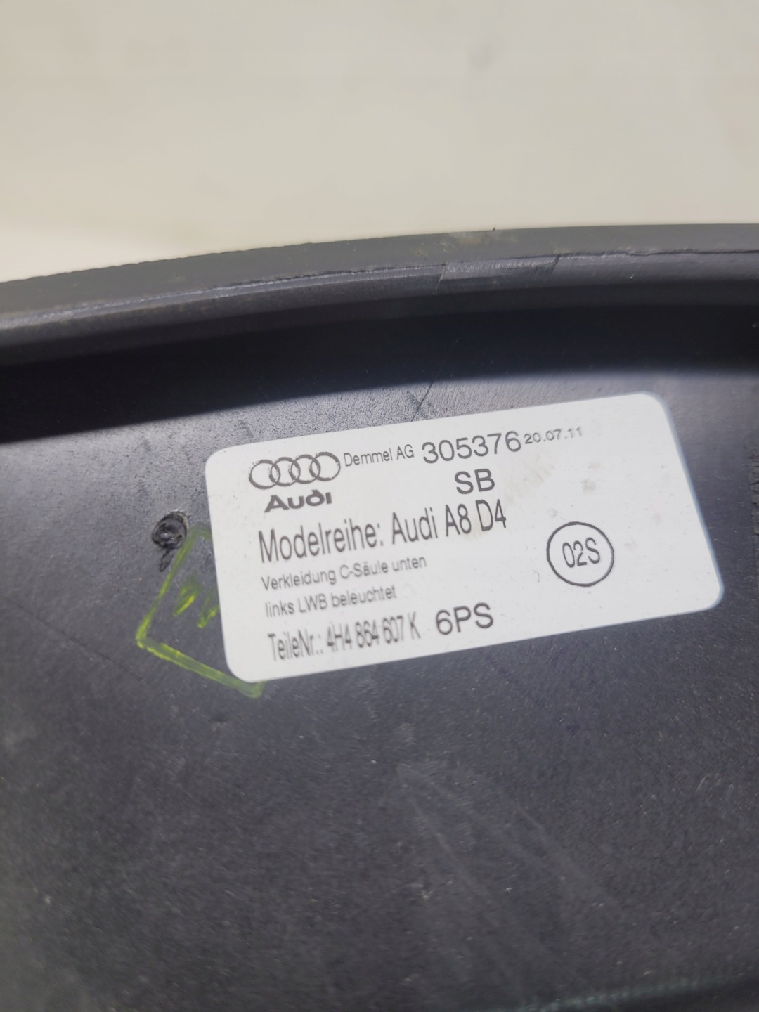 BLENDE ABDECKUNG DER SCHWELLE LED LINKS HECK AUDI A8 D4 4H4864607K
