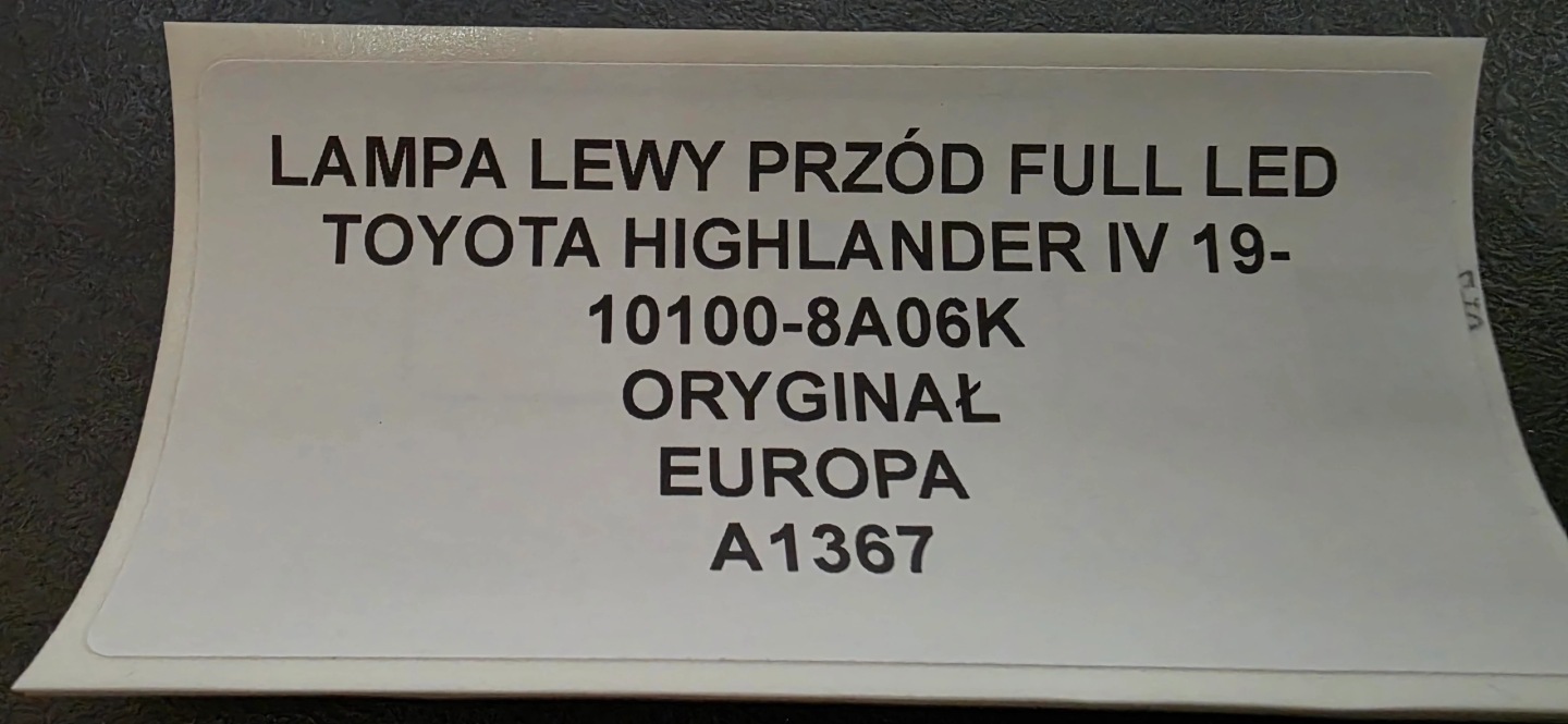 light left front FULL LED TOYOTA HIGHLANDER IV 19- original 10100-8A06K
