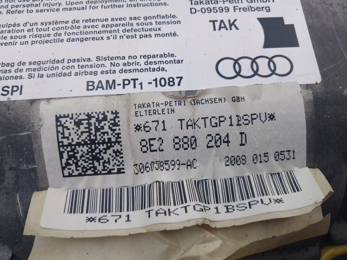 airbag airbag spolujezdce AUDI A4 B7 8E2880204D