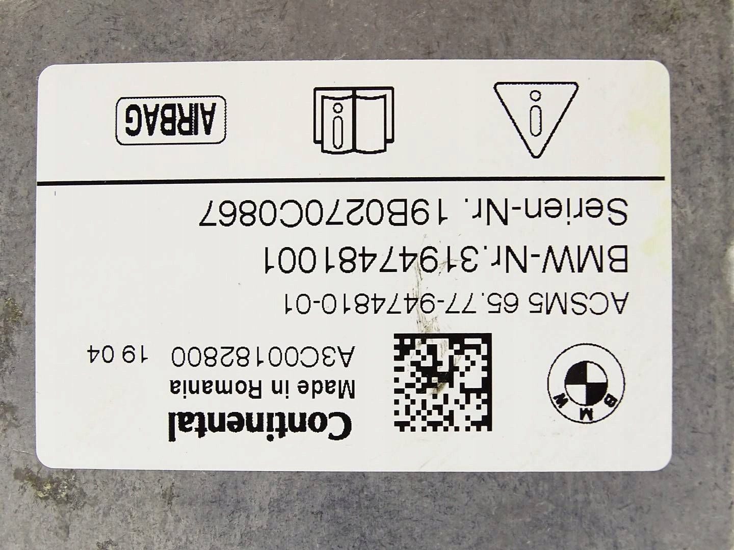 modulo SENSOR Centralina airbag airbag BMW G30 G31 9474810