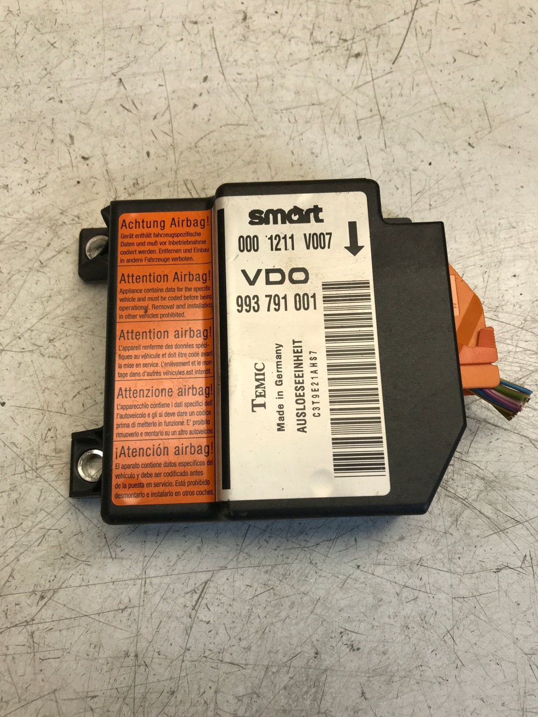 module control unit airbag SMART FORTWO and 0001211