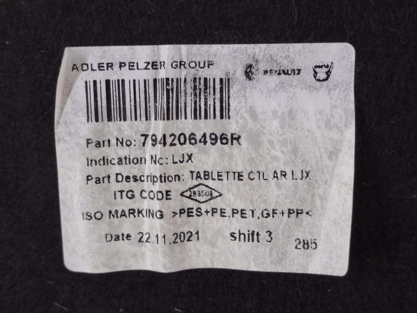 plato rear boot cap under the window rear part DACIA LOGAN 3 III 21r