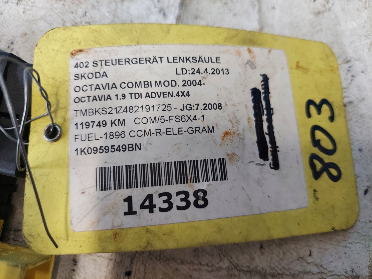 OCTAVIA II 1K0953549BN modul Sensor KATA Kurvenlicht