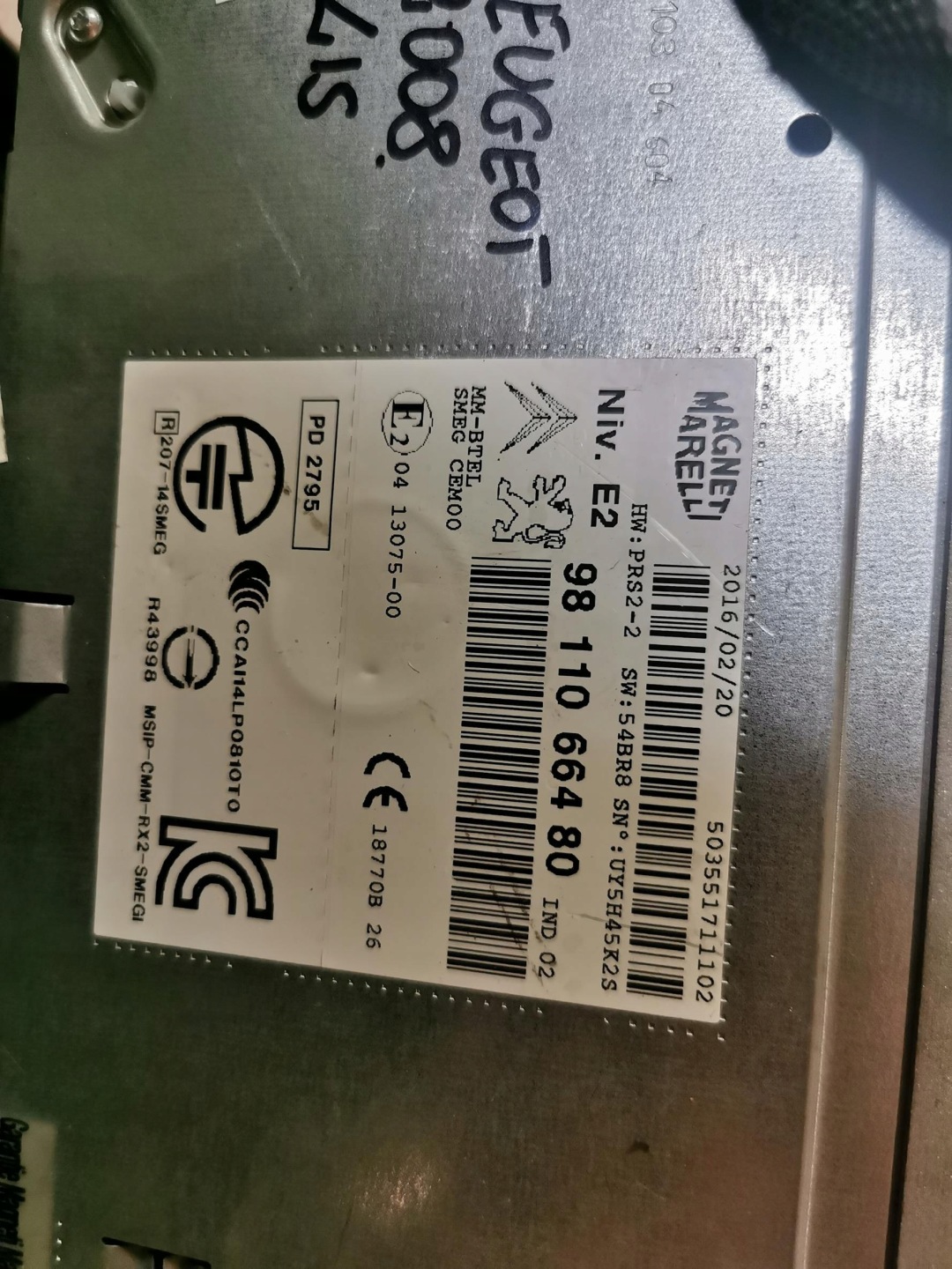 RADIO lettore CD PEUGEOT 2008 e 9811066480 13-19