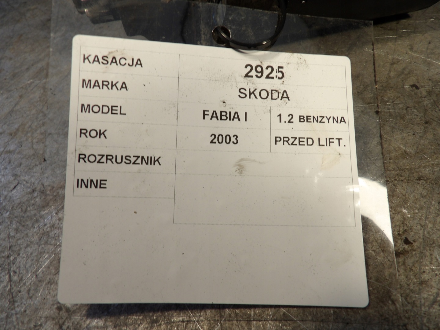 Skoda Fabia and starter 0001120400