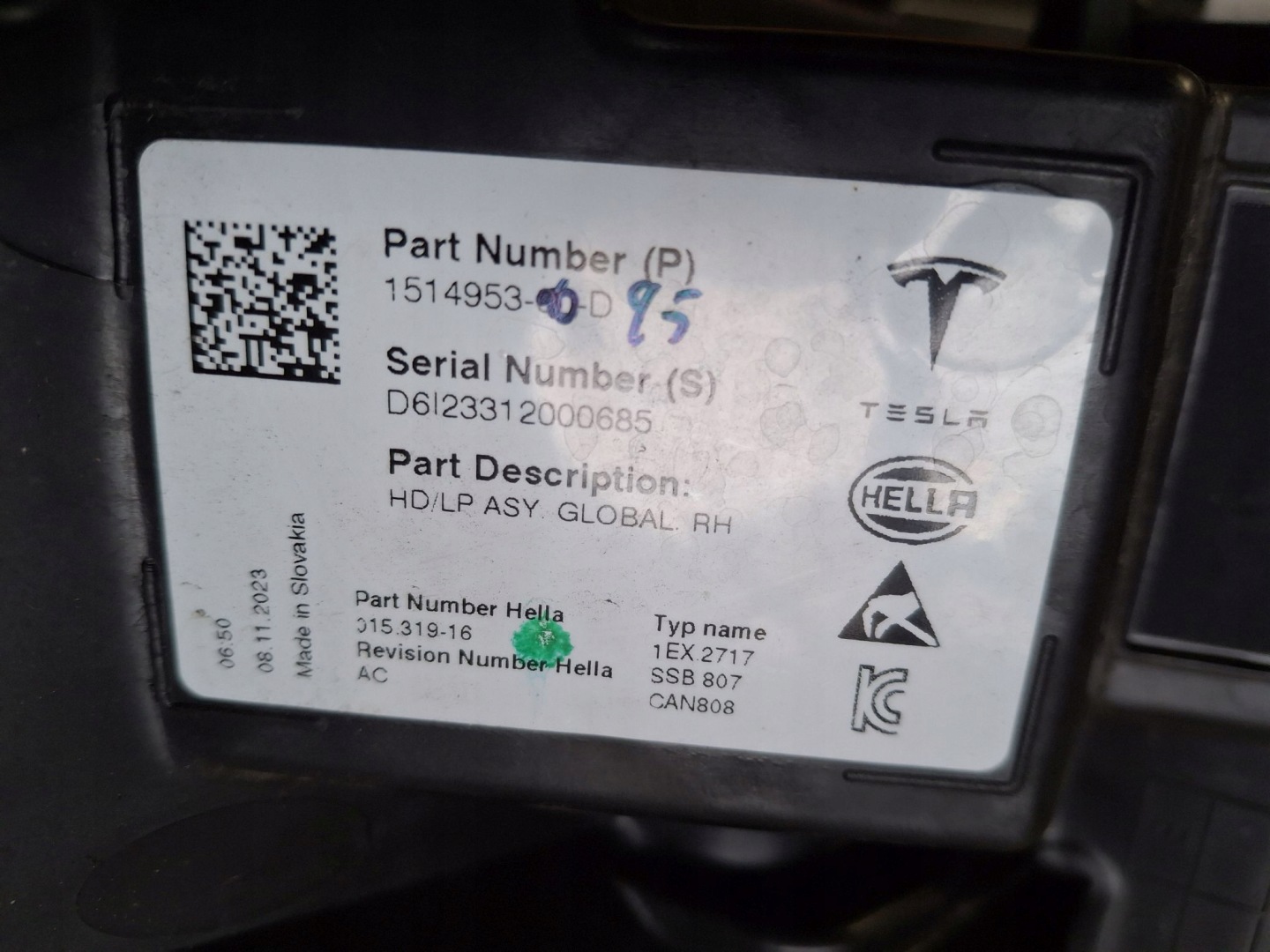 light right front FULL LED TESLA 3 LIFT TESLA Y 2020R->