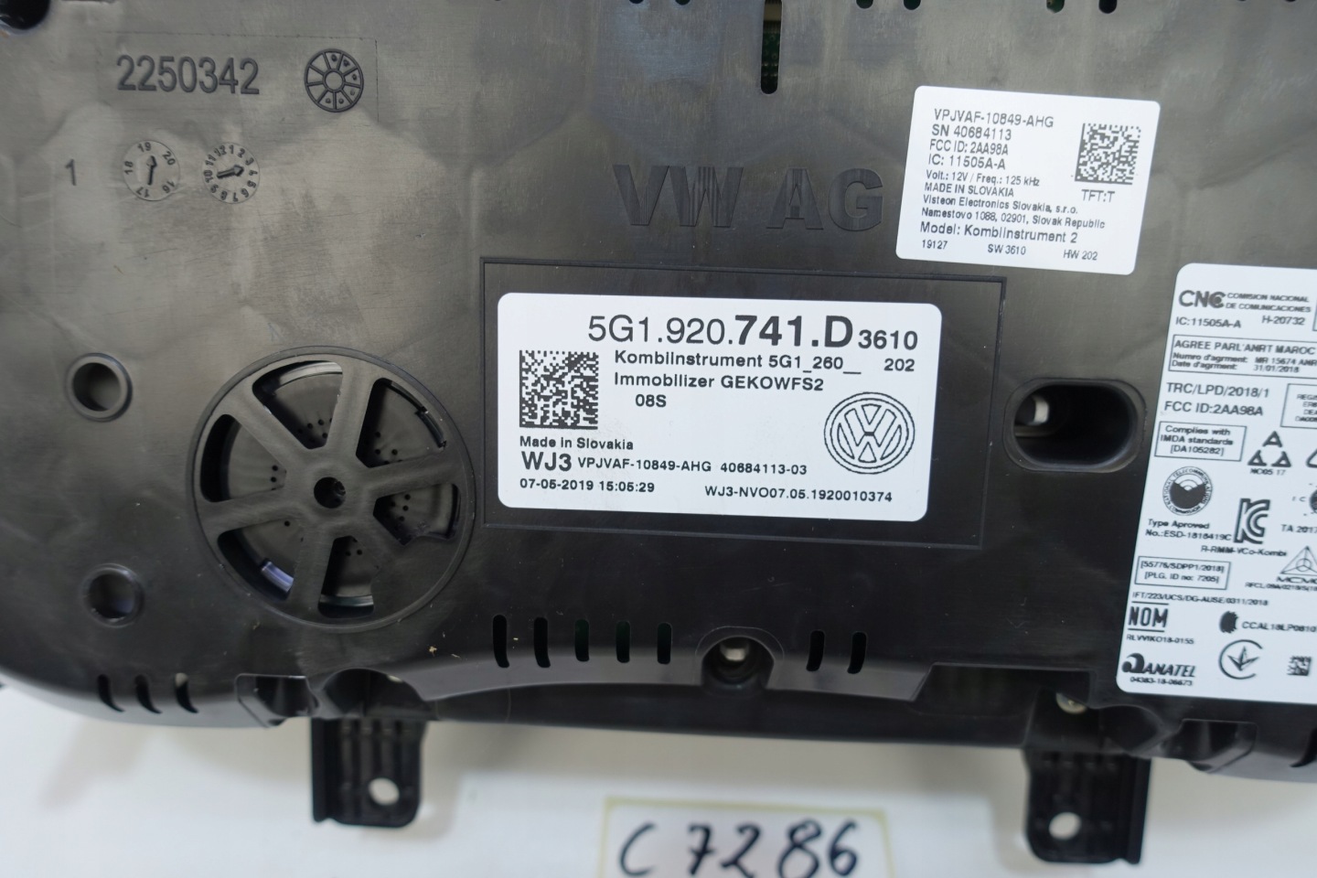 dials dials VW GOLF VII 7 47520KM 5G1920741D
