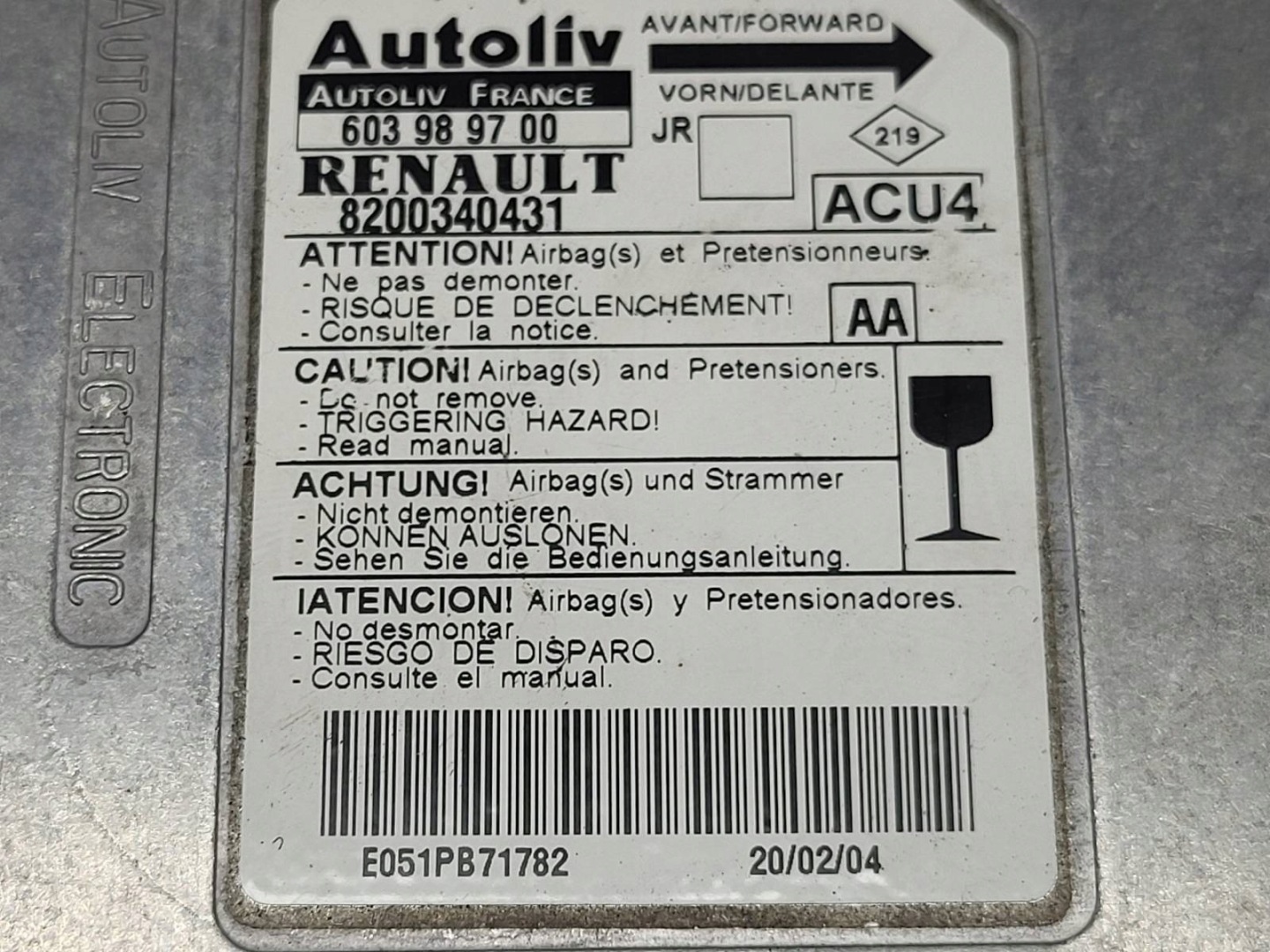 modulo airbag airbag Renault Scenic II 2.0 DCI 8200340431