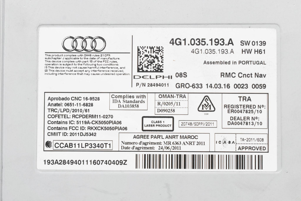 player navigation devices CD SD 4G1035193A AUDI A6 C7 LIFT 14-20