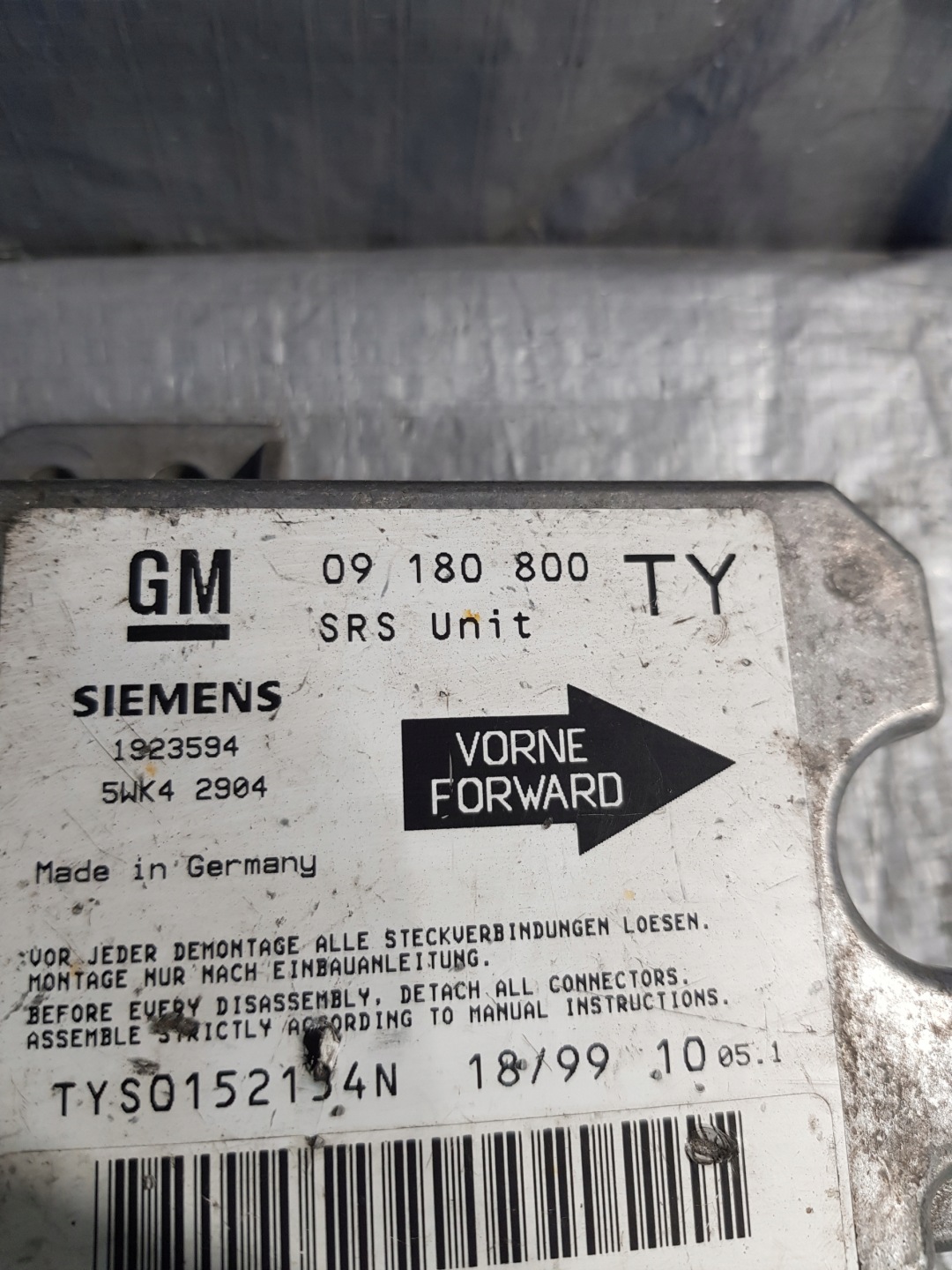 modul SENSOR airbag OPEL VECTRA B 09180800