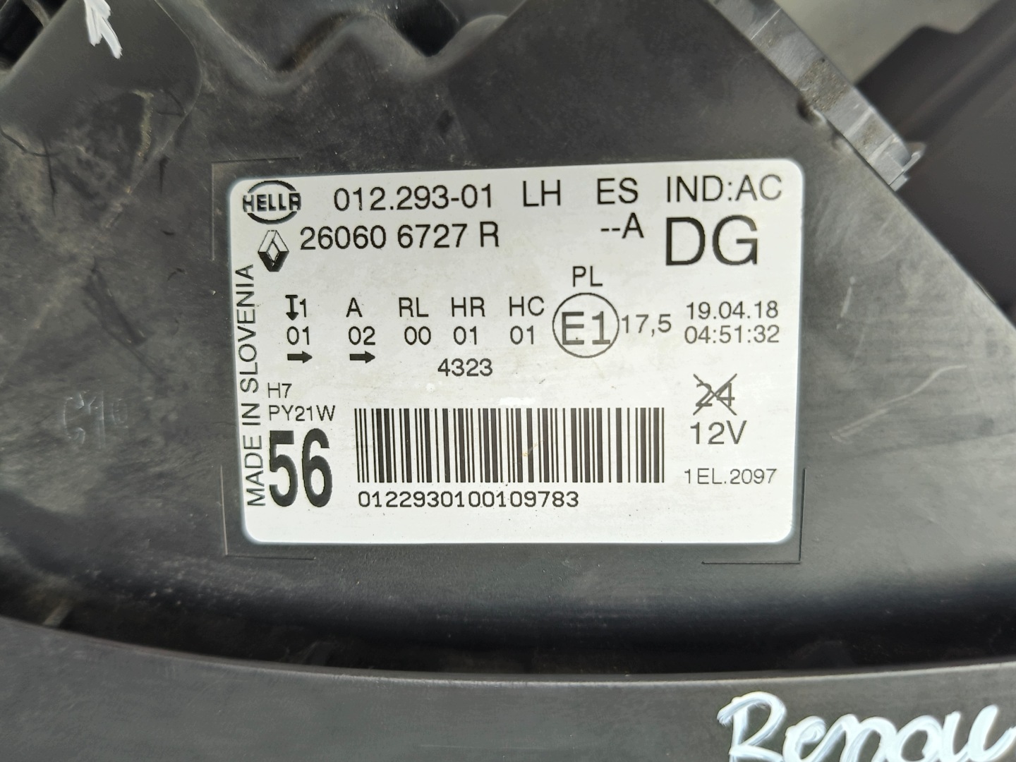 light left REFLEKTOR RENAULT SCENIC IV 16- LED
