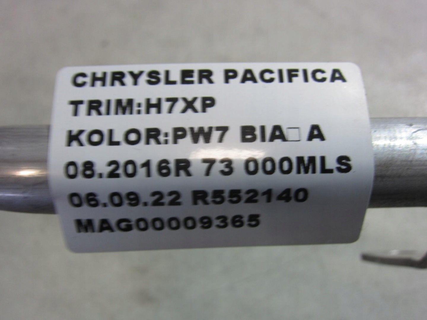 CHRYSLER PACIFICA 17 prijenos vode cijev 68276702AA