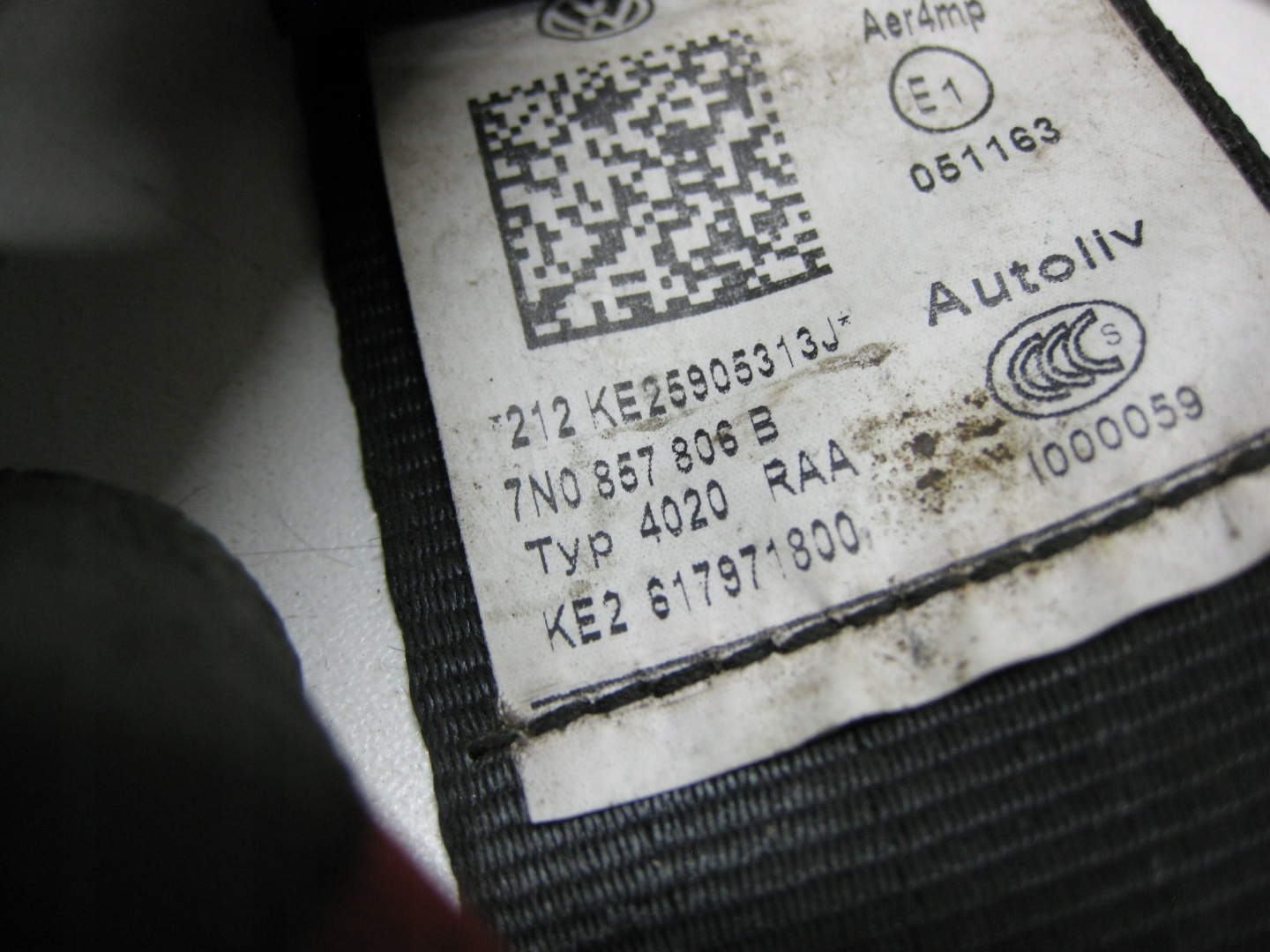 VW SHARAN Gurten Sicherheits rechts heck 7N0857806B
