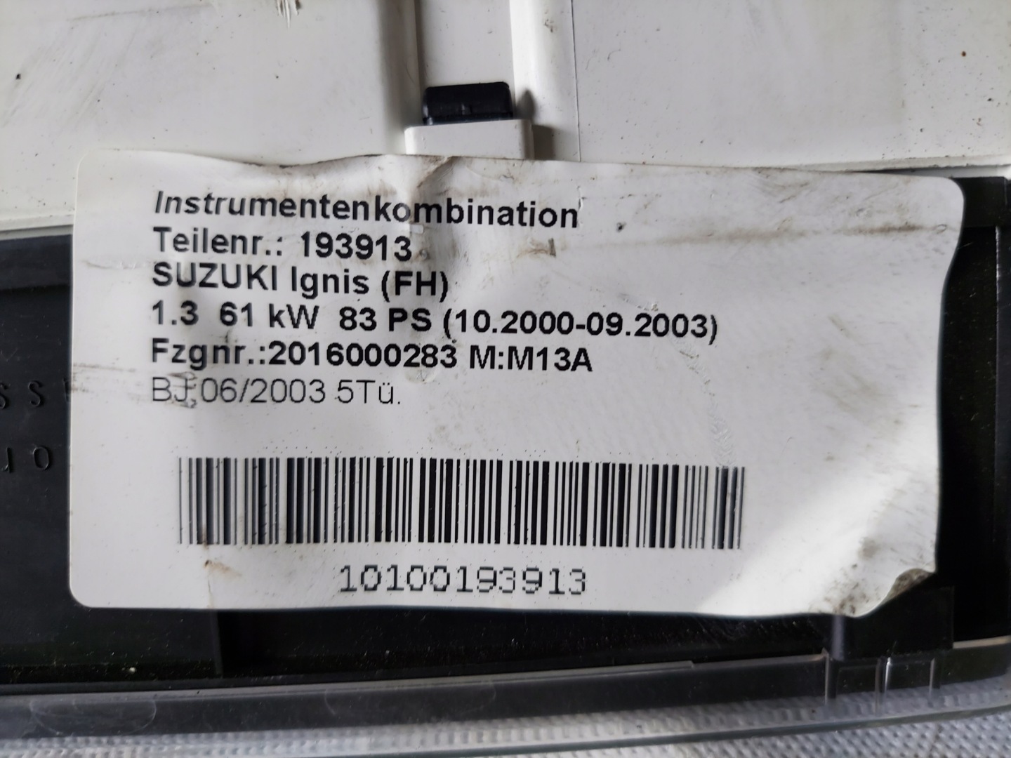 dials clock SUZUKI IGNIS 1.3 16V 34100-80GA0
