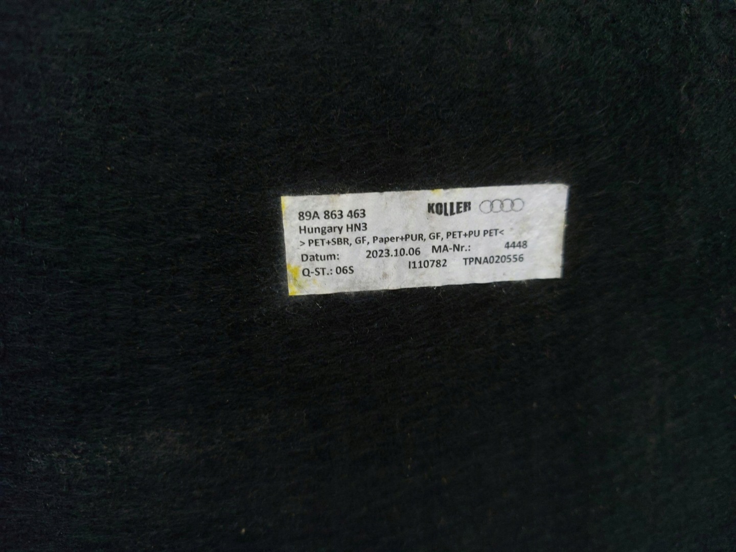 Audi Q4 40 E-TRON carpet mats floor boot 89a863463