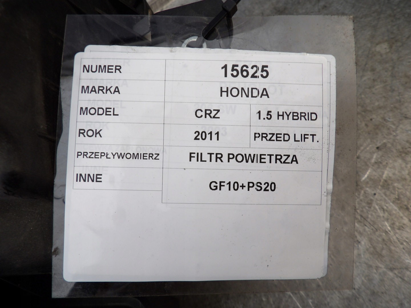 Honda CR-Z flow meter, filter air 1,5 Hybrid