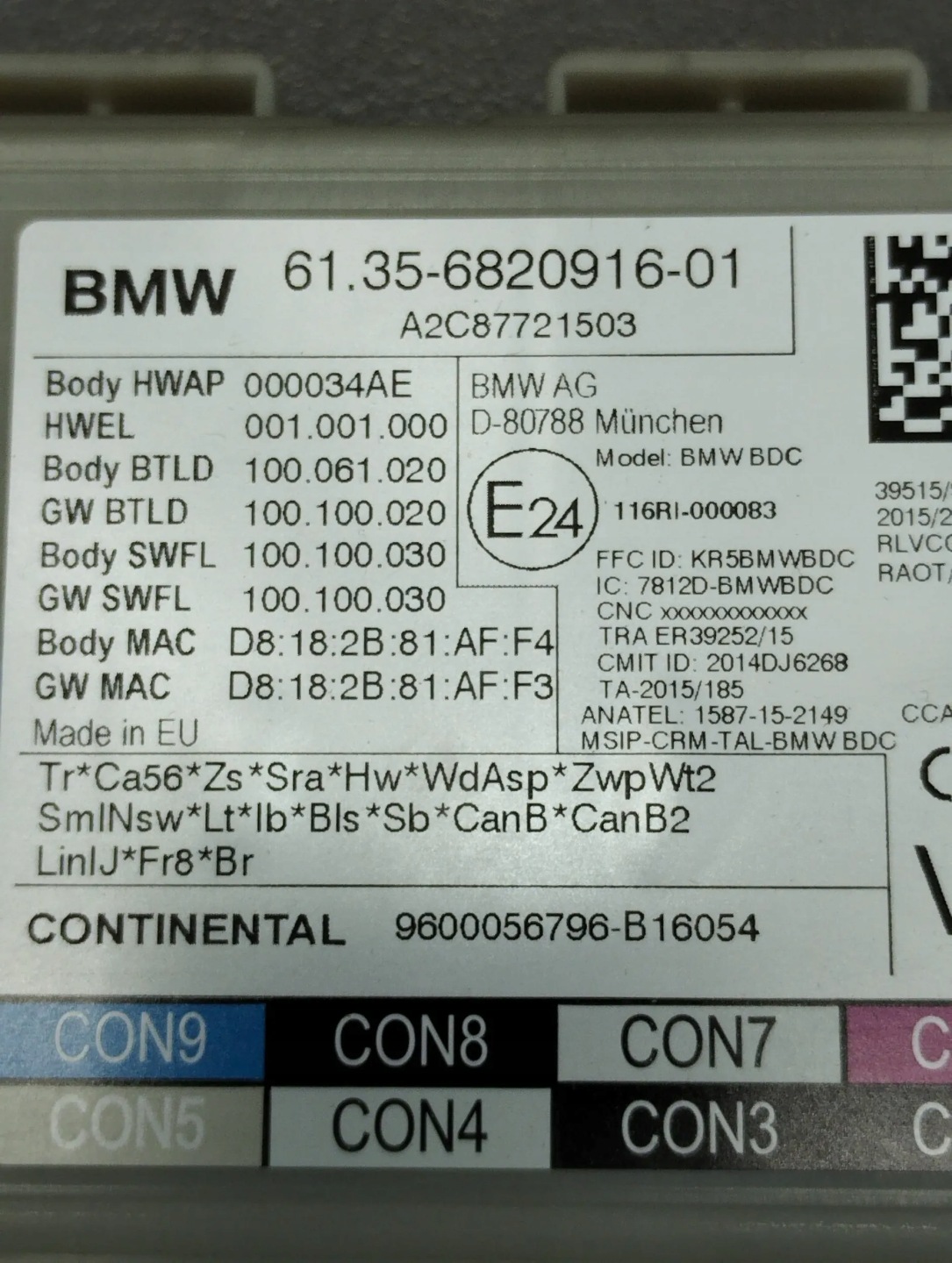 BMW 7 G11 750i module BDC 6820916