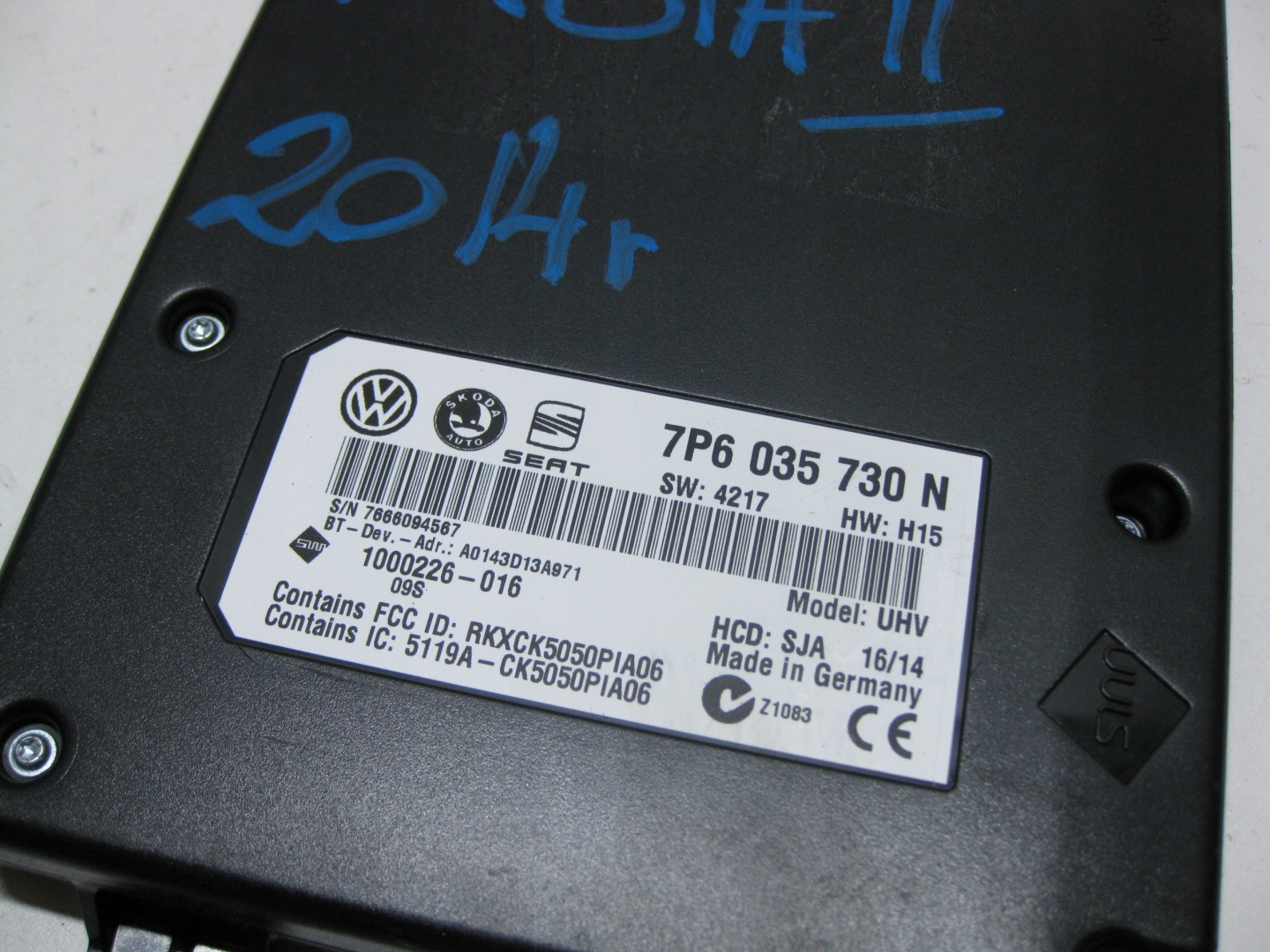 SKODA FABIA II 14R LIFT module control unit TELEFONU BLUETOOTH 7P6035730N