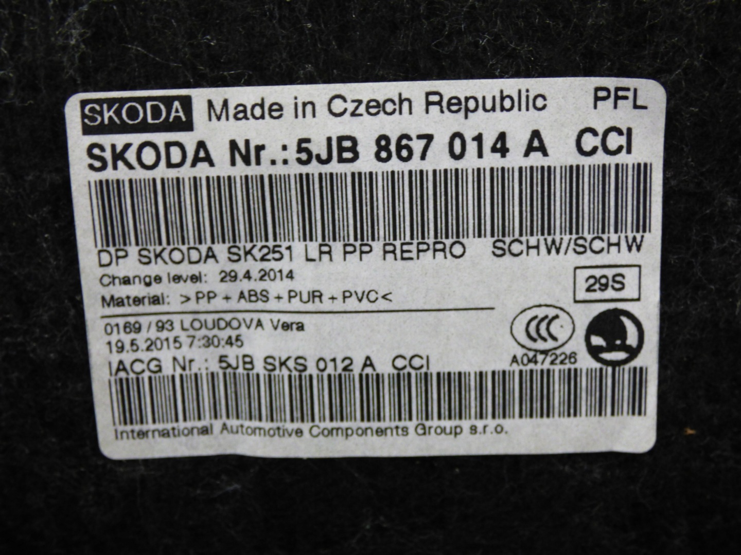 upholstery side door right front EUROPA RAPID