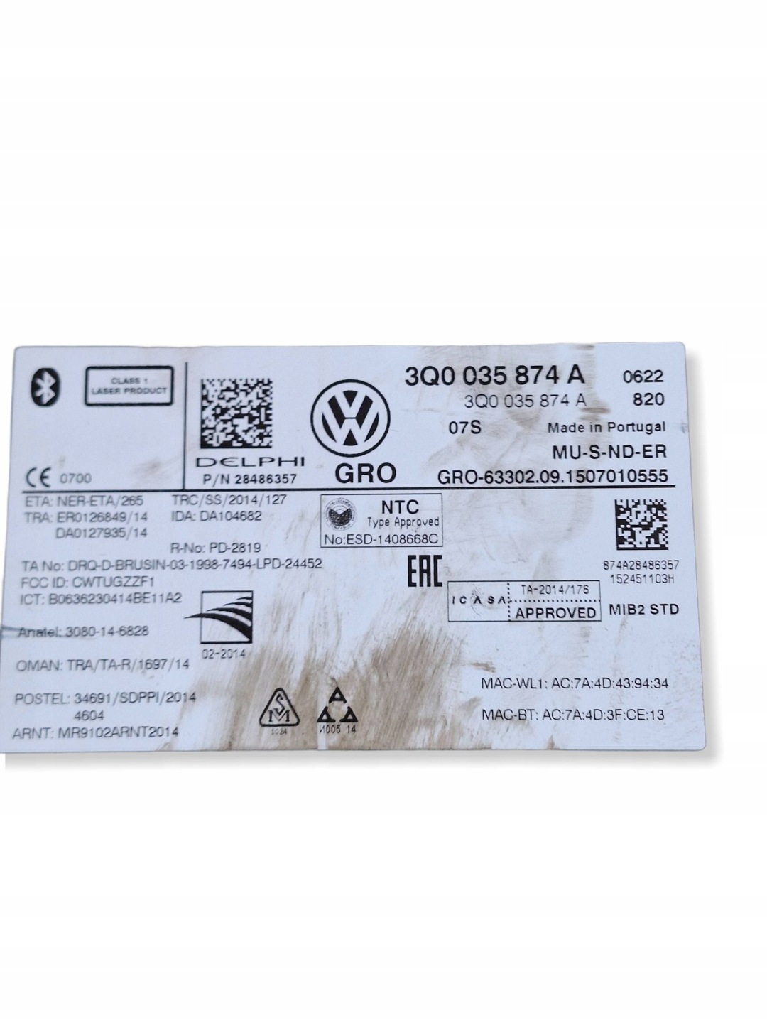 VOLKSWAGN PASSAT B8 15-19 player navigation devices 3Q0035874A
