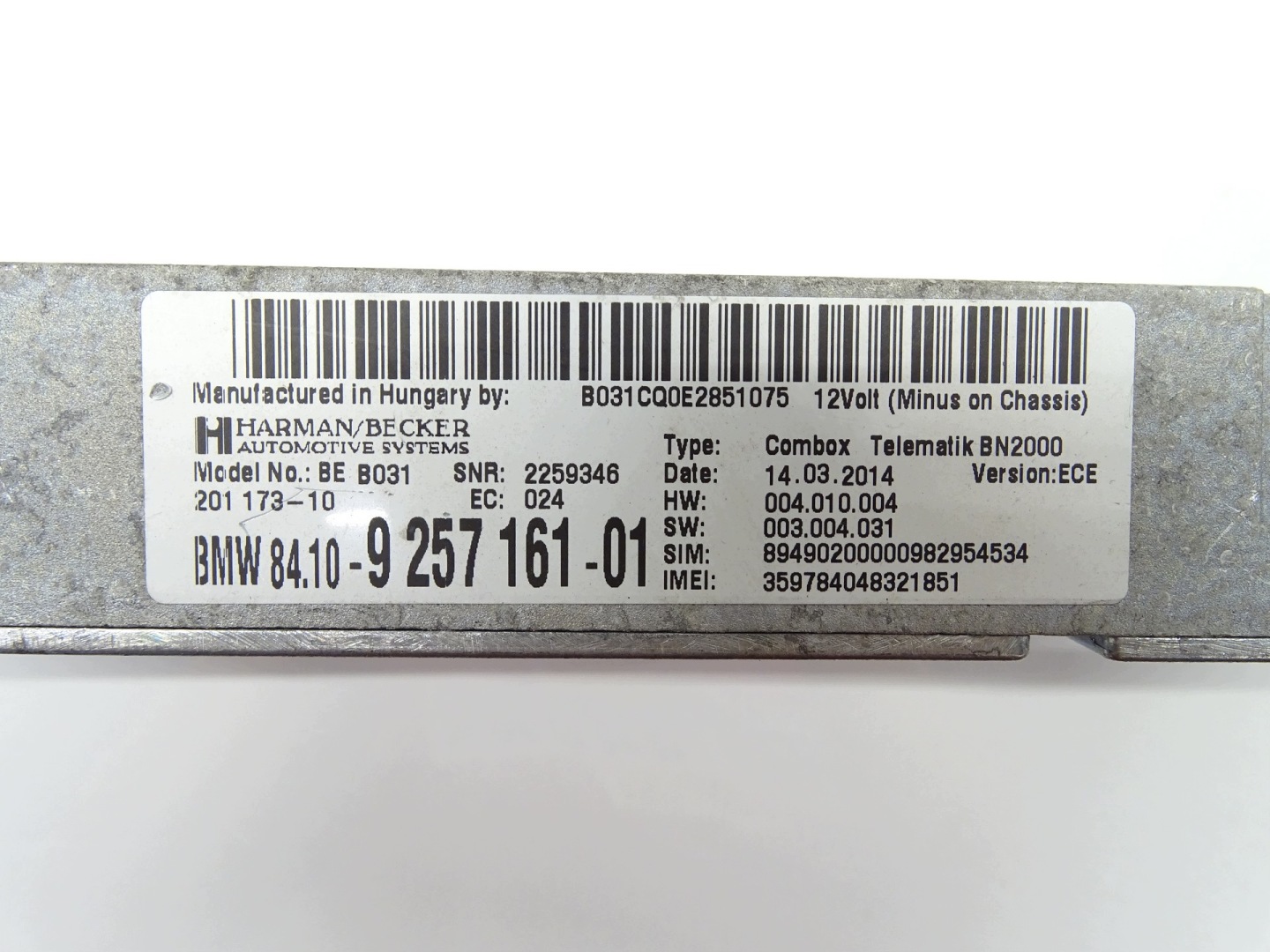 module control unit TELEMATIK COMBOX BMW X1 E84 E87 E90 E91 9257161