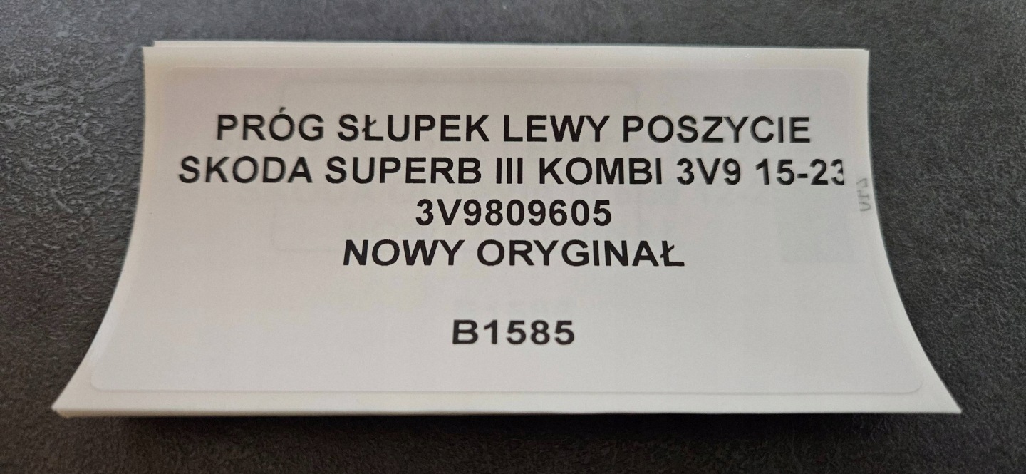 threshold pillar left side SKODA SUPERB III KOMBI 15-23 NOY 3V9809605