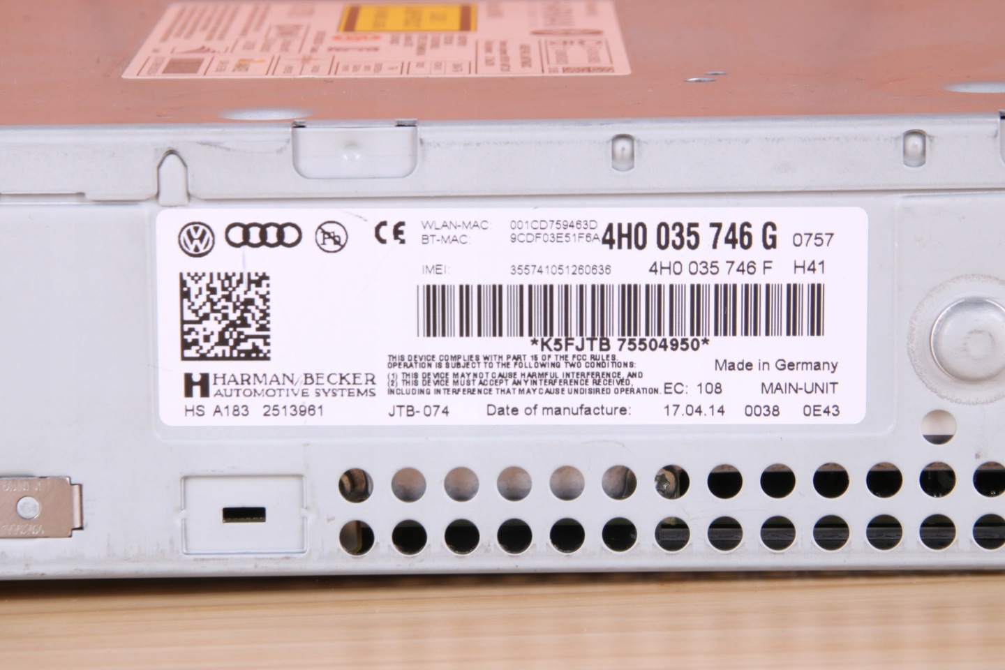 AUDI A8 D4 player JEDNOSTKA navigation devices MMI 4H0035746G