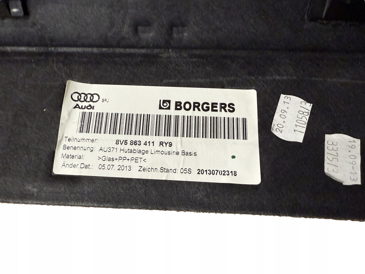 AUDI A3 8V Sedan Abdeckung, Hutablage heck 8V5863411