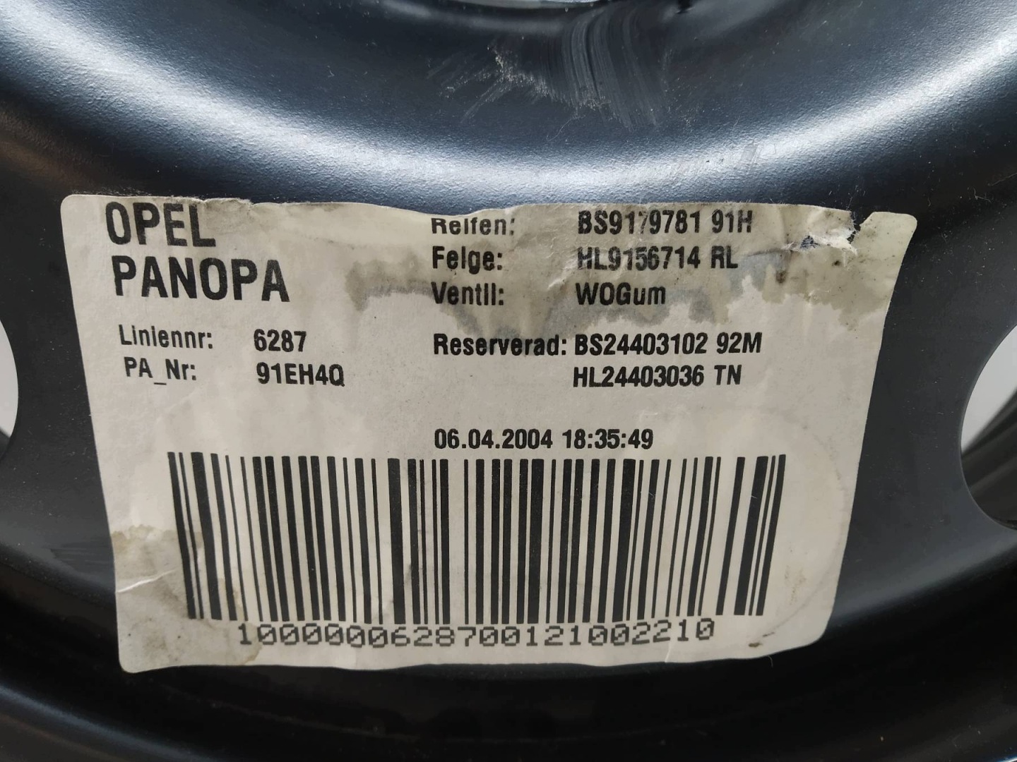 wheel spare R16 5X110 ET41 OC64 4.00B16H2 OPEL