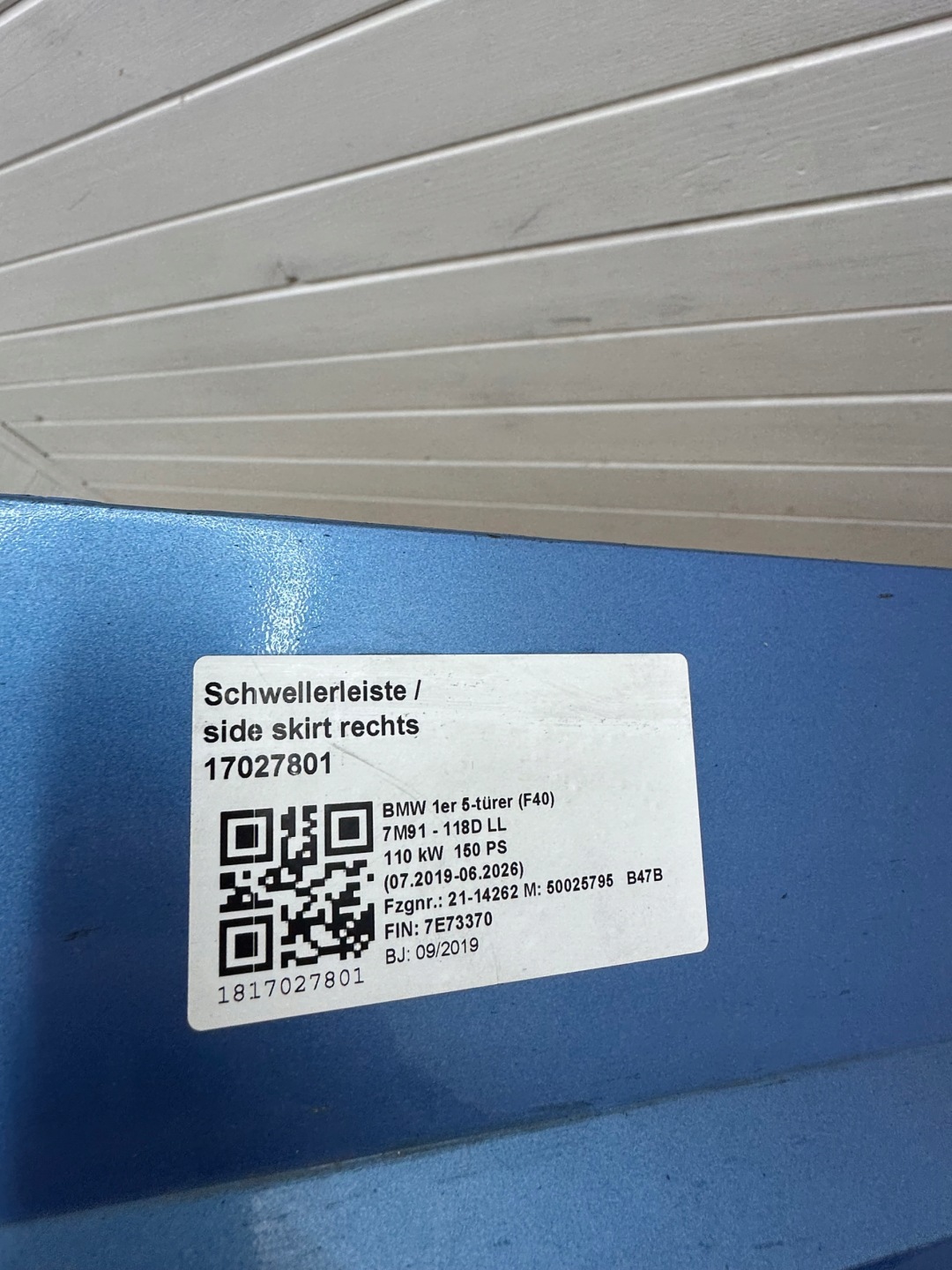 BMW 1 F40 F44 moulding threshold cap threshold right 7461382