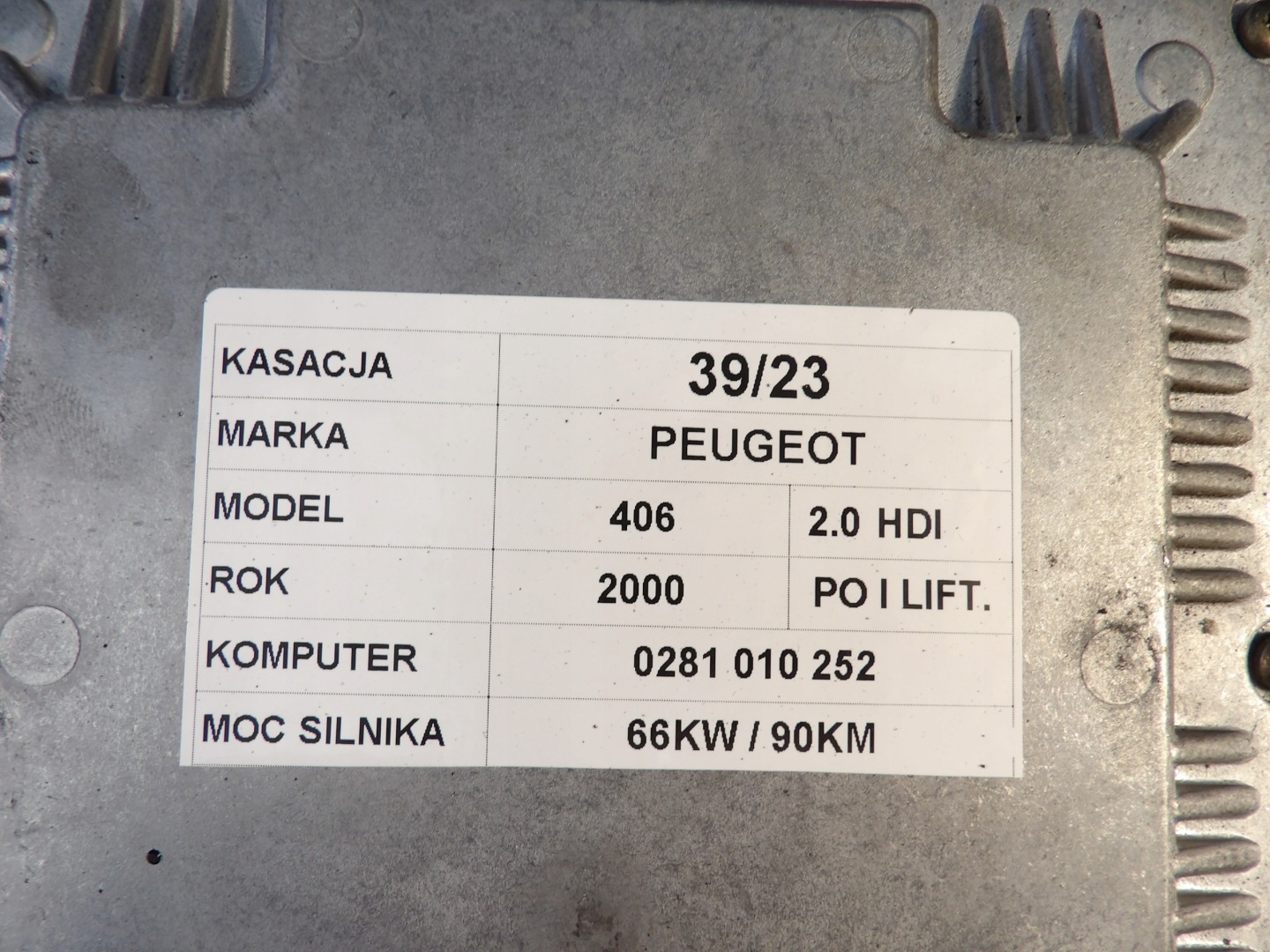 COMPUTER PEUGEOT 406 0281010252 9635158180