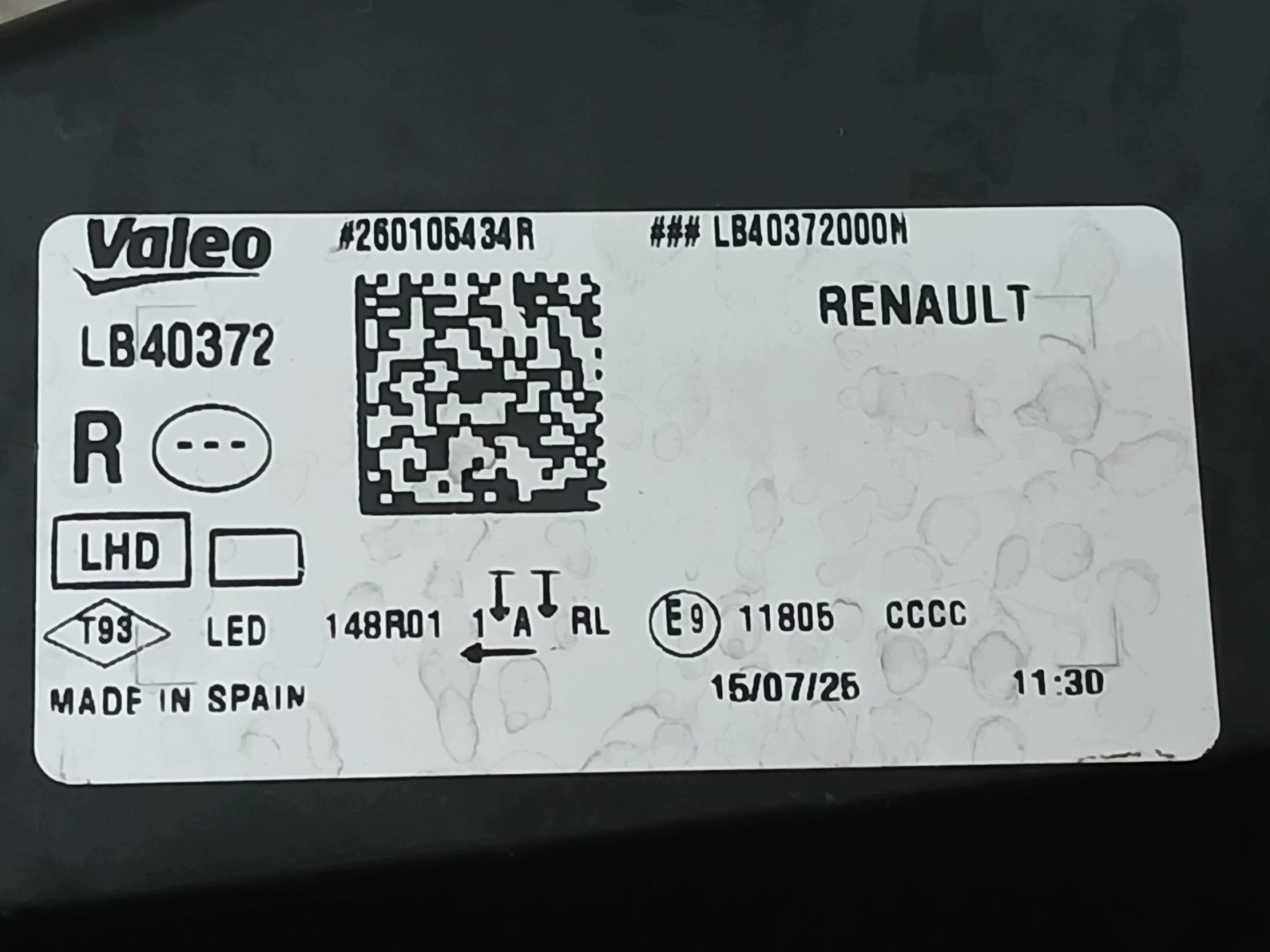 fog light front right DRL RENAULT RAFALE LED 260105434R