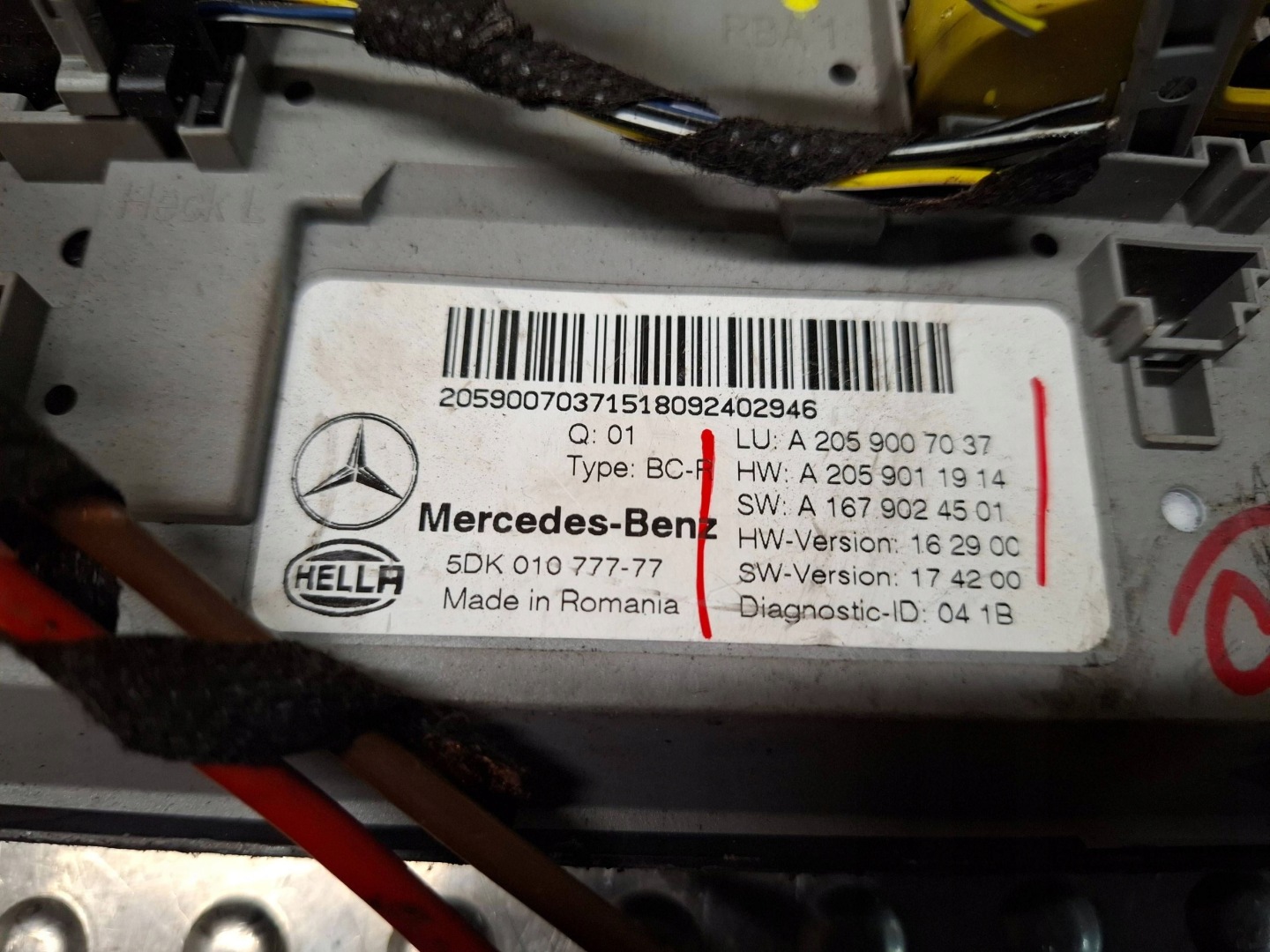 control unit comfort control unit SAM A2059007037 MERCEDES W205