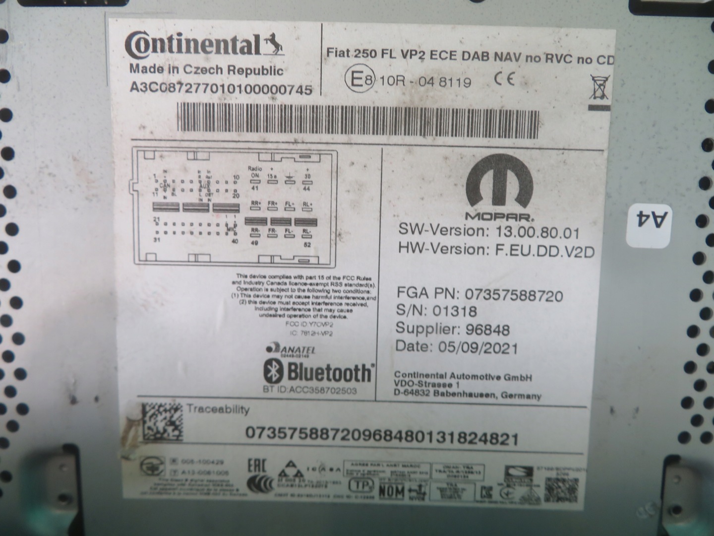 RADIO Navigation BOXER DUCATO JUMPER 21R 07357588720